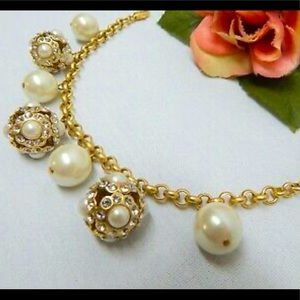 STELLA & DOT CRYSTAL RHINESTONE AND PEARL BRACELET